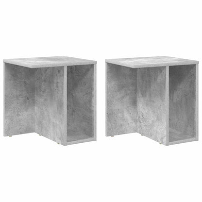 Bijzettafel 2 pcs Beton Grijs 37 x 32 x 40 cm Bewerkt hout