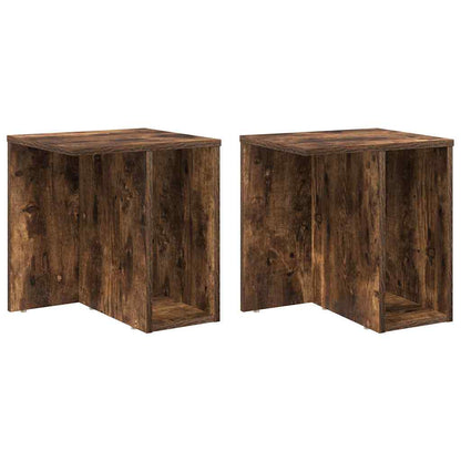 Bijzettafel 2 pcs Gerookt eiken 37 x 32 x 40 cm Bewerkt hout