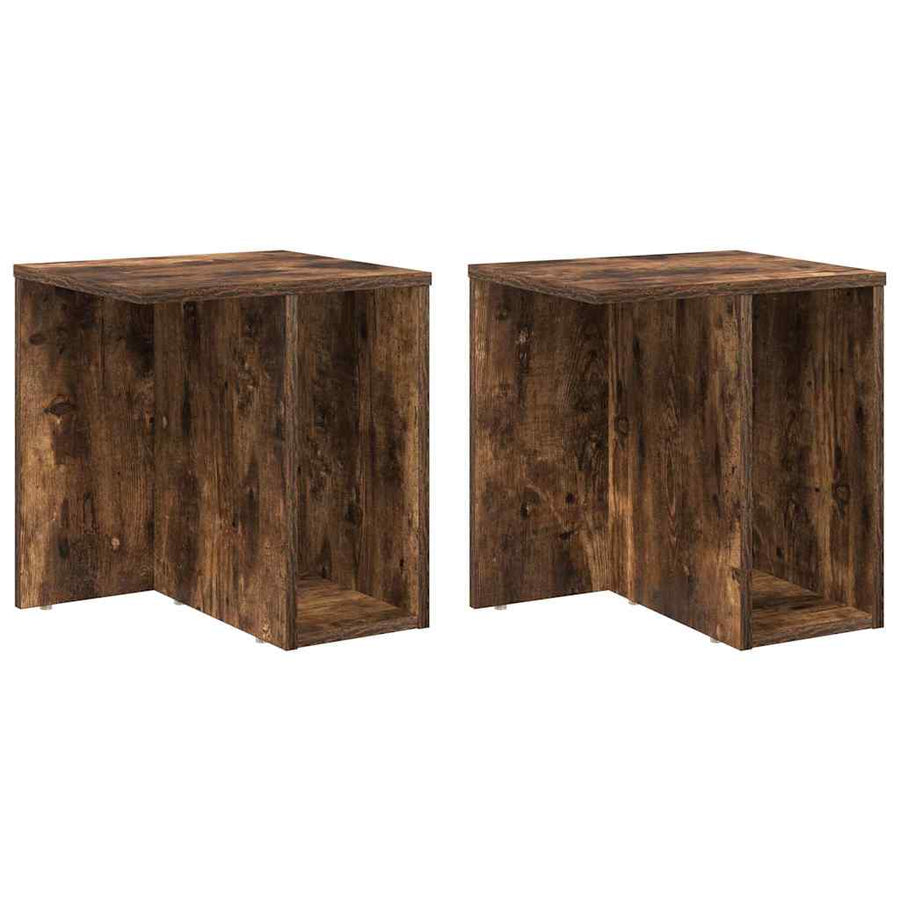 Bijzettafel 2 pcs Gerookt eiken 37 x 32 x 40 cm Bewerkt hout