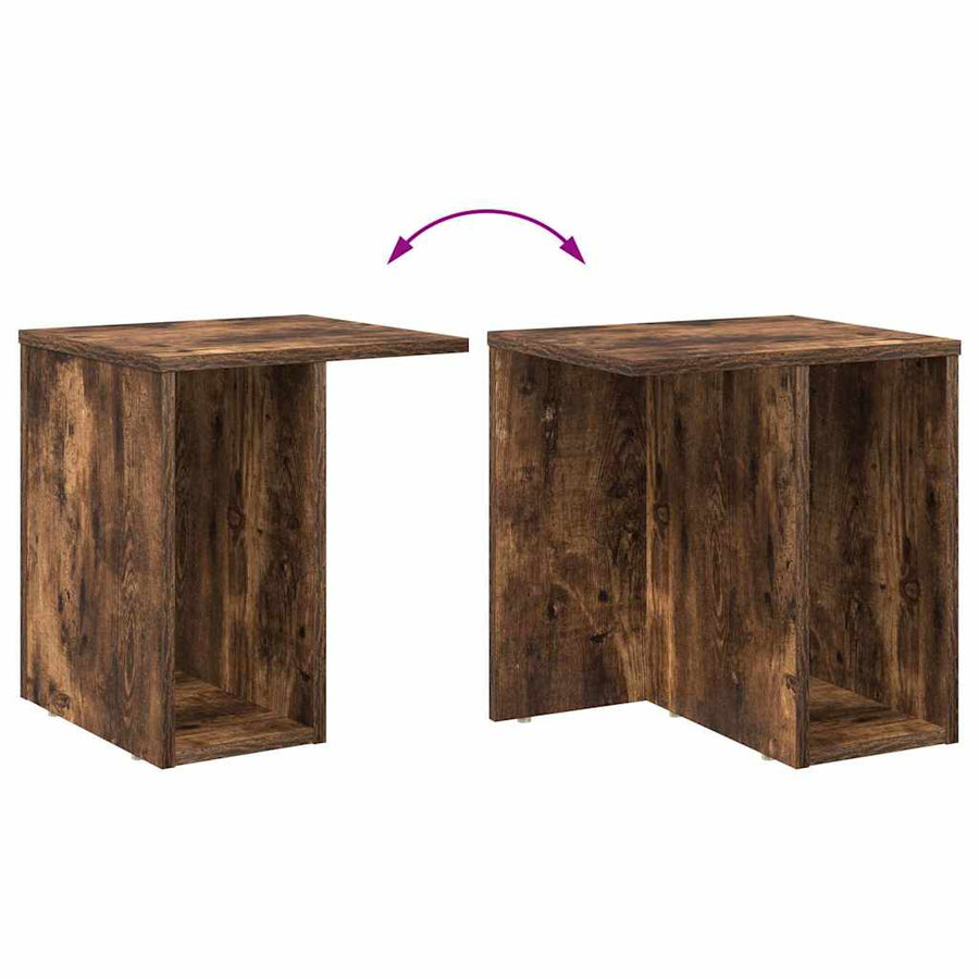 Bijzettafel 2 pcs Gerookt eiken 37 x 32 x 40 cm Bewerkt hout