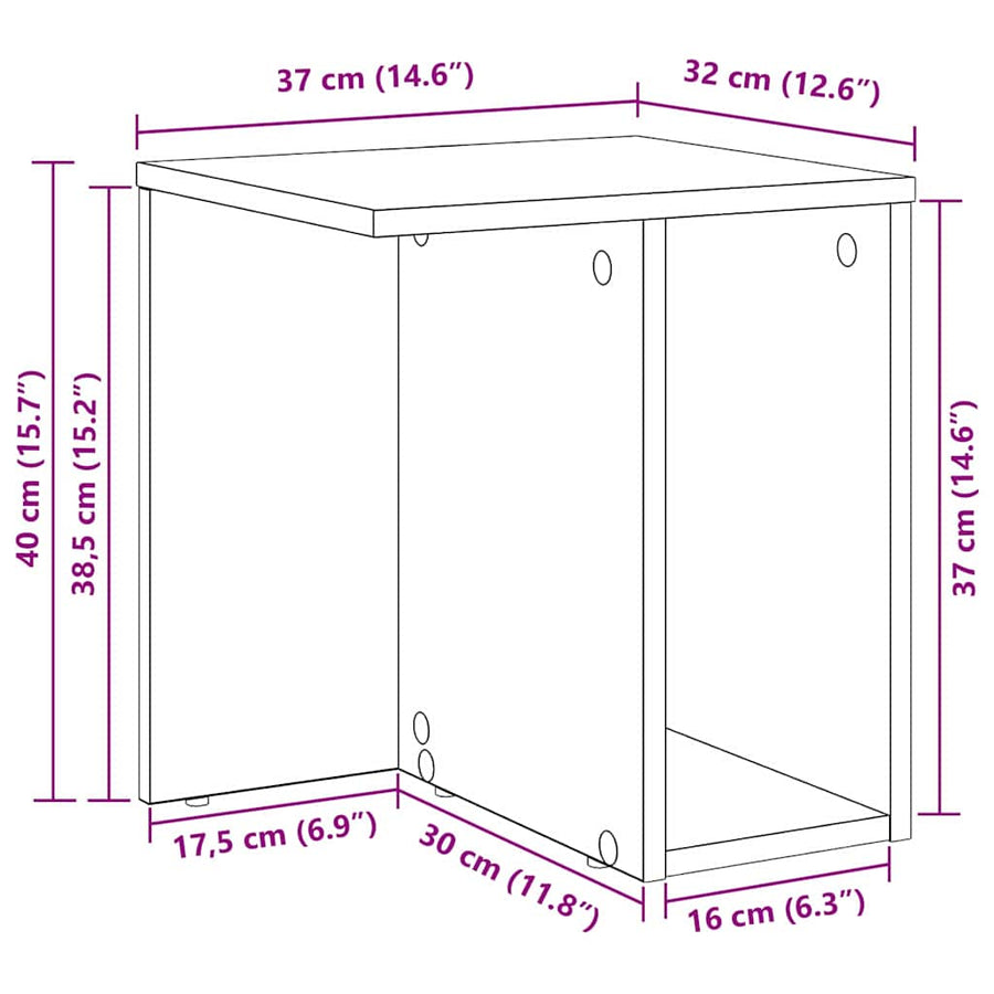 Bijzettafel Grijs Sonoma 37 x 32 x 40 cm Bewerkt hout