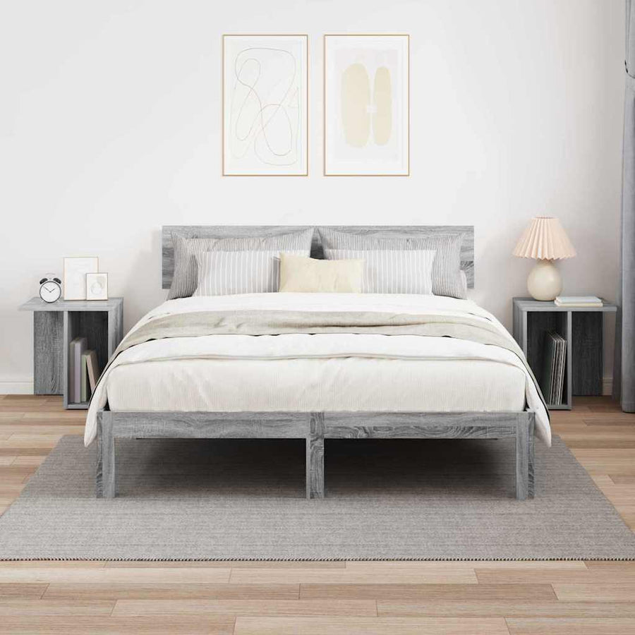 Bijzettafel 2 pcs Grijs Sonoma 37 x 32 x 40 cm Bewerkt hout