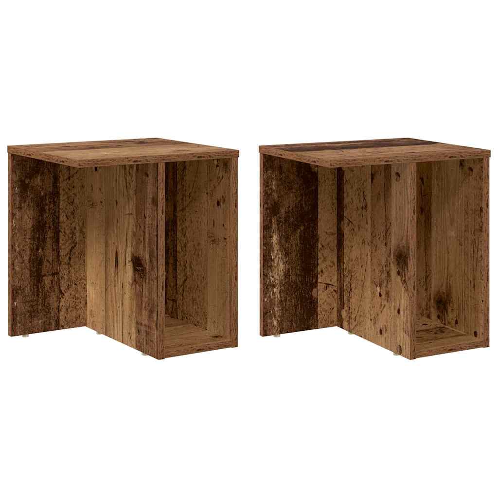 Bijzettafel 2 pcs Oudhout 37 x 32 x 40 cm Bewerkt hout