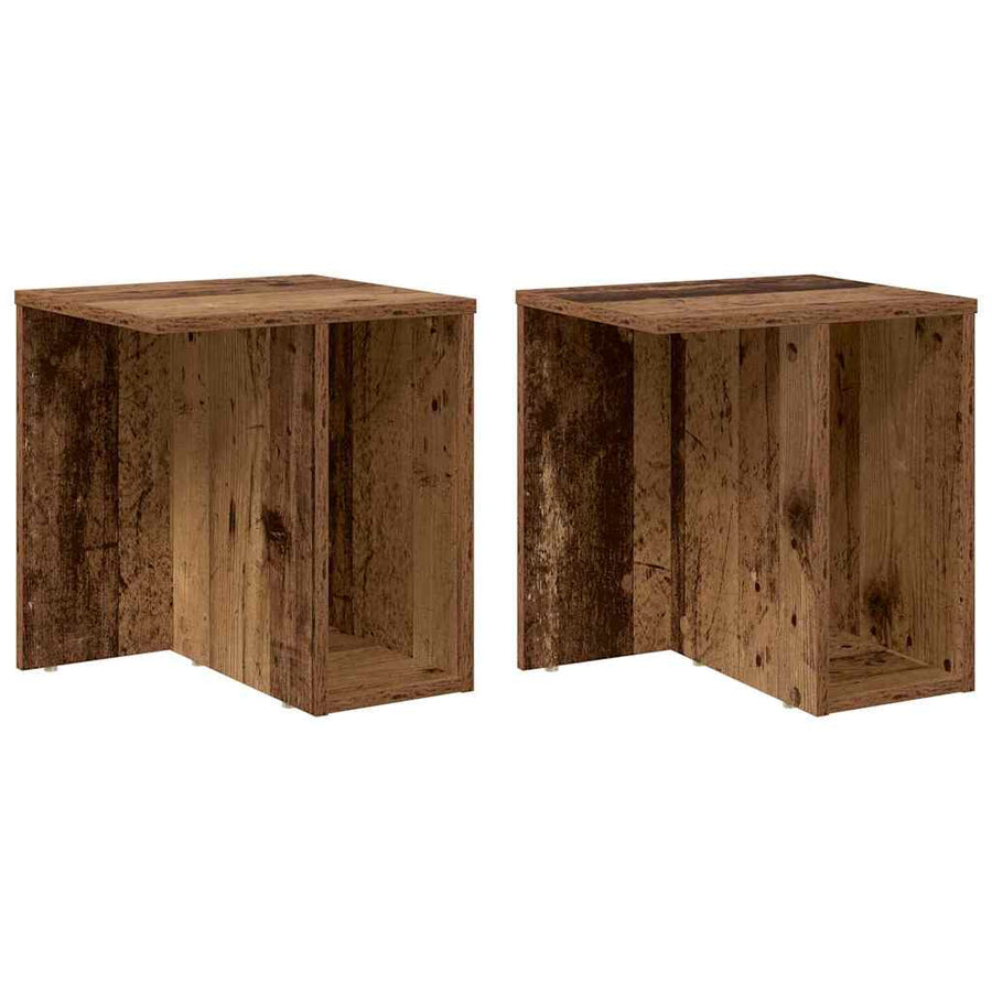 Bijzettafel 2 pcs Oudhout 37 x 32 x 40 cm Bewerkt hout