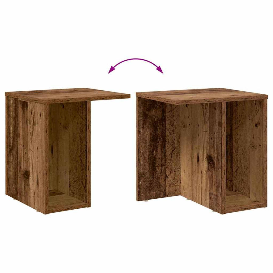 Bijzettafel 2 pcs Oudhout 37 x 32 x 40 cm Bewerkt hout