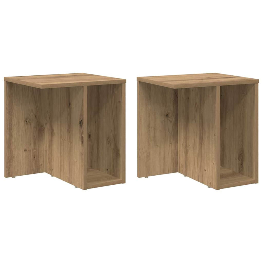 Bijzettafel 2 pcs Artisan Eiken 37 x 32 x 40 cm Bewerkt hout