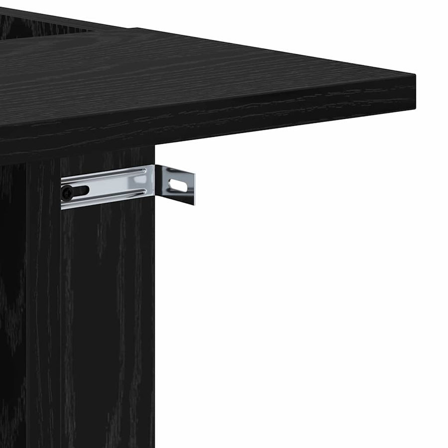 Bijzettafel Zwart Eiken 35 x 40 x 55 cm Bewerkt hout