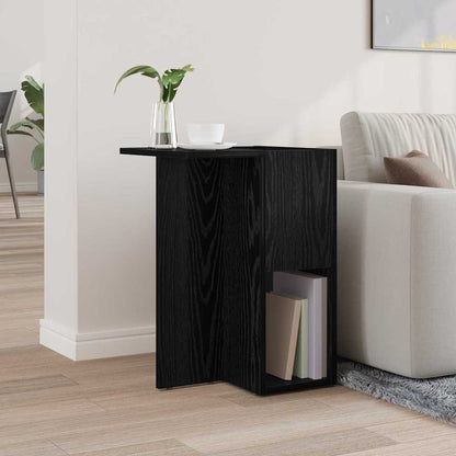 Bijzettafel Zwart Eiken 35 x 40 x 55 cm Bewerkt hout