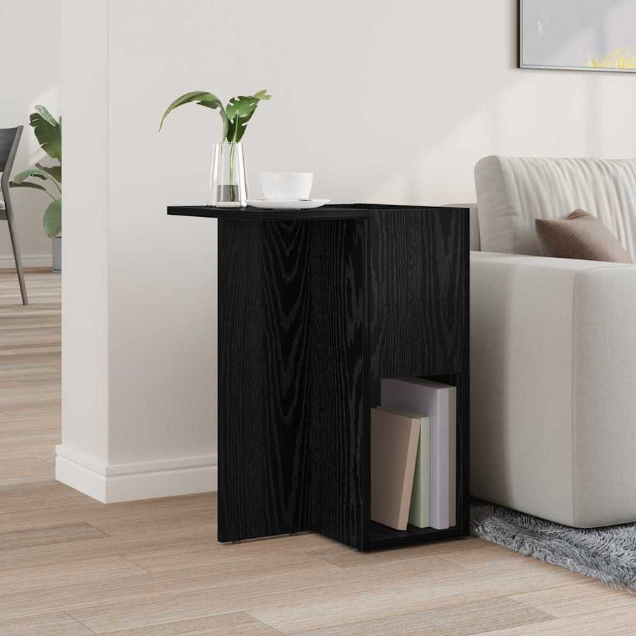 Bijzettafel Zwart Eiken 35 x 40 x 55 cm Bewerkt hout