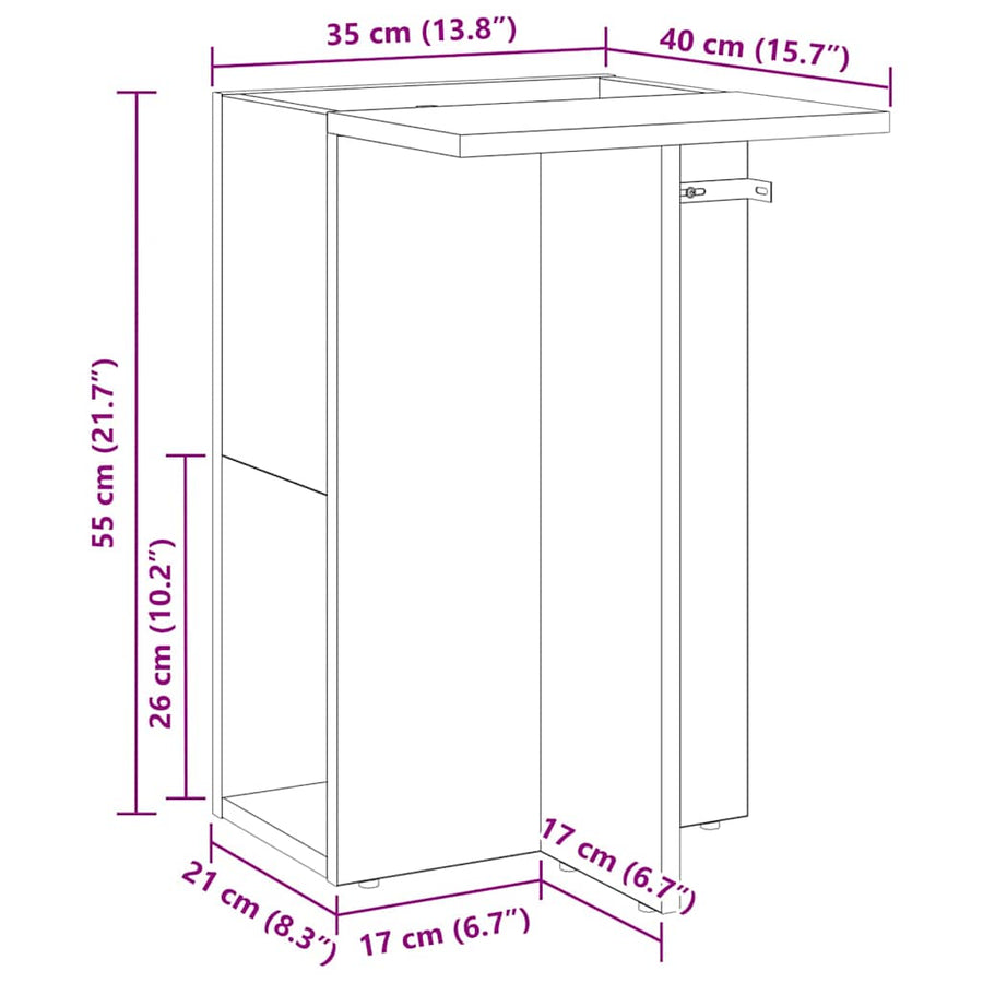 Bijzettafel Zwart Eiken 35 x 40 x 55 cm Bewerkt hout
