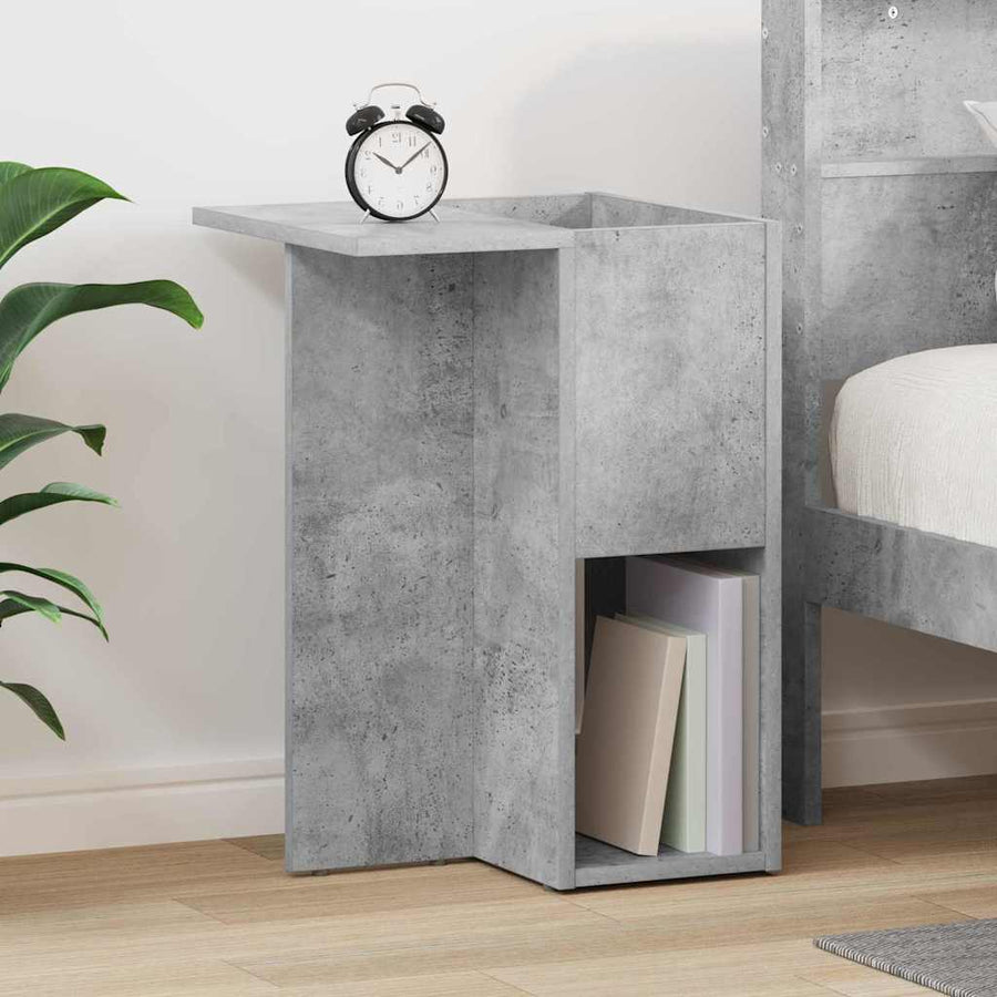 Bijzettafel Beton Grijs 35 x 40 x 55 cm Bewerkt hout