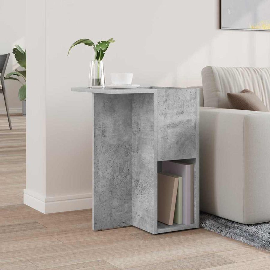 Bijzettafel Beton Grijs 35 x 40 x 55 cm Bewerkt hout