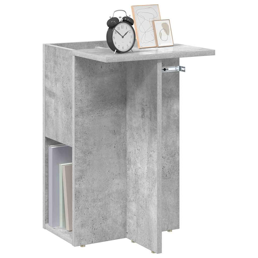 Bijzettafel Beton Grijs 35 x 40 x 55 cm Bewerkt hout