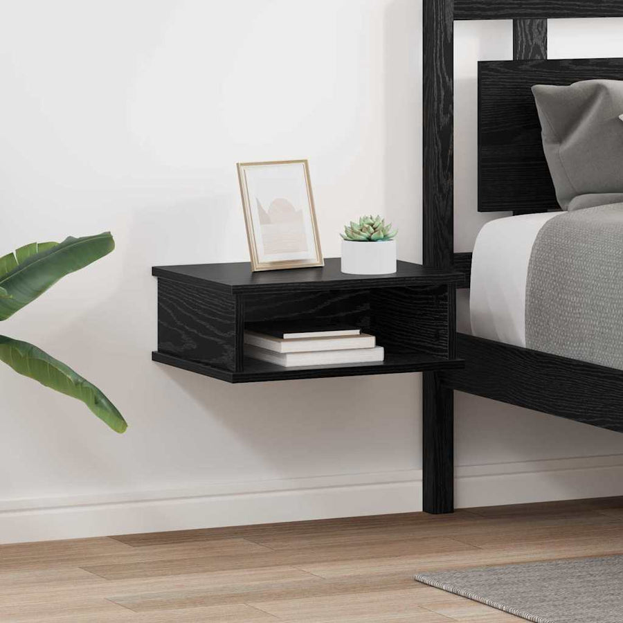 Nachtkastje 2 pcs Zwart Eiken 40 x 31 x 15 cm Bewerkt hout