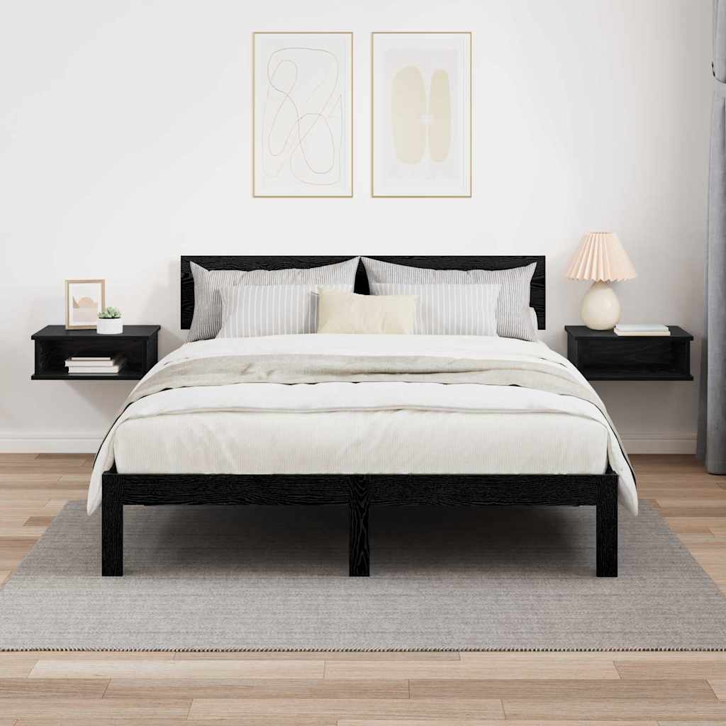 Nachtkastje 2 pcs Zwart Eiken 40 x 31 x 15 cm Bewerkt hout