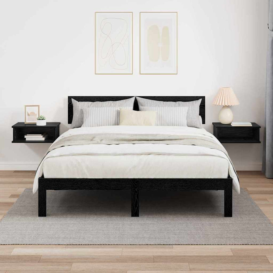 Nachtkastje 2 pcs Zwart Eiken 40 x 31 x 15 cm Bewerkt hout
