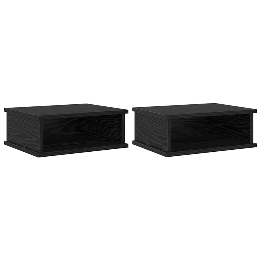 Nachtkastje 2 pcs Zwart Eiken 40 x 31 x 15 cm Bewerkt hout