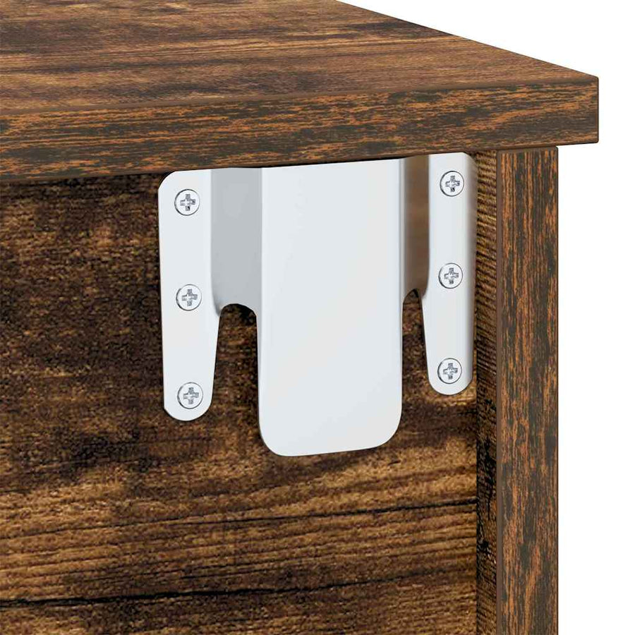 Nachtkastje 2 pcs Gerookt eiken 40 x 31 x 15 cm Bewerkt hout