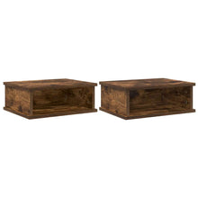 Nachtkastje 2 pcs Gerookt eiken 40 x 31 x 15 cm Bewerkt hout