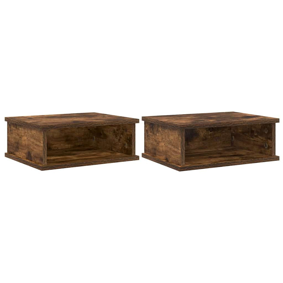 Nachtkastje 2 pcs Gerookt eiken 40 x 31 x 15 cm Bewerkt hout