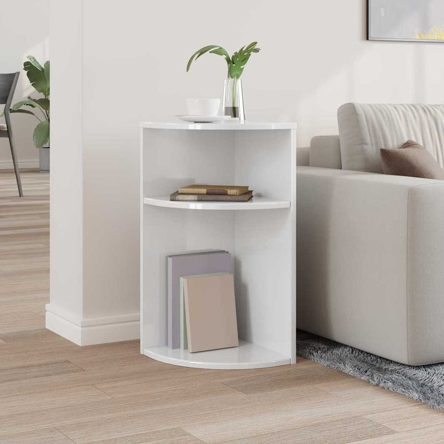 Bijzettafel Hoogglans wit 29,6 x 29,6 x 60 cm Bewerkt hout