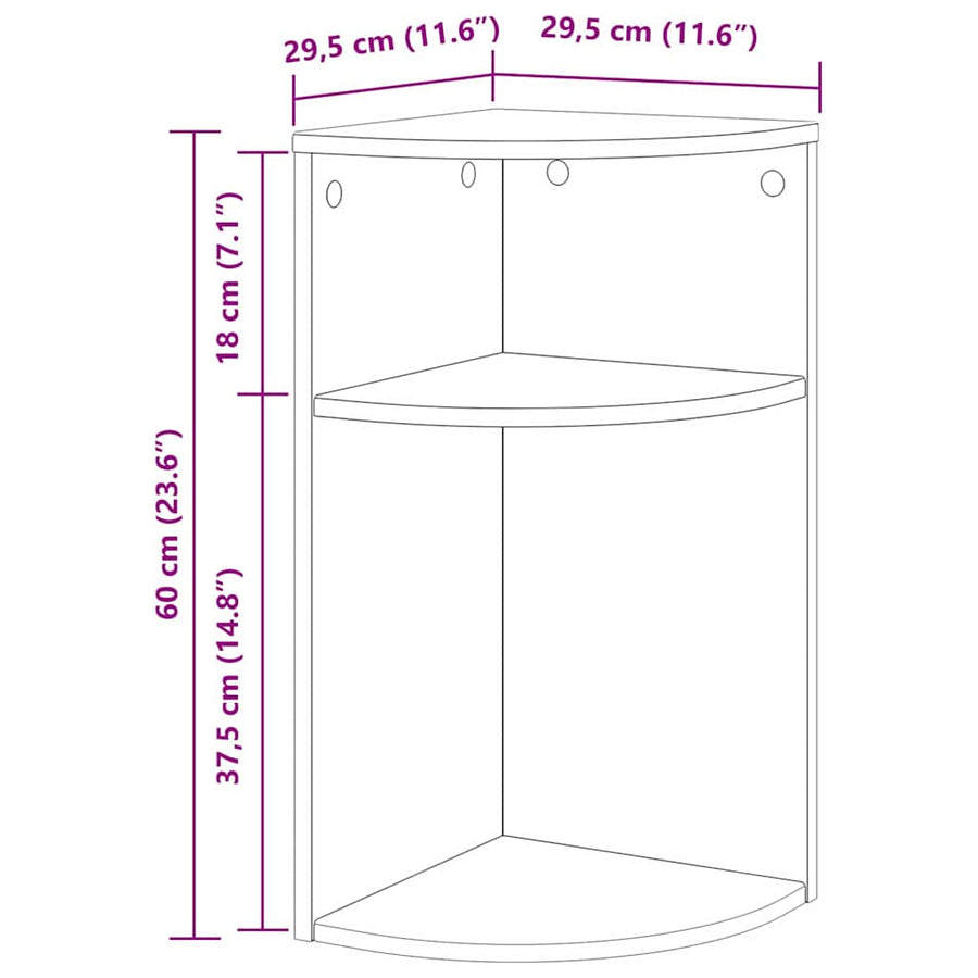 Bijzettafel Oudhout 29,6 x 29,6 x 60 cm Bewerkt hout