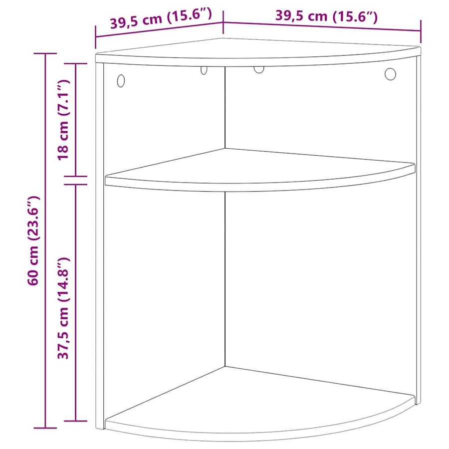 Bijzettafel Sonoma Eiken 39,7 x 39,7 x 60 cm Bewerkt hout