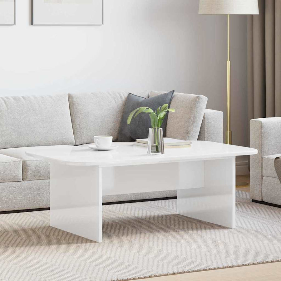 Salontafel Hoogglans wit 93 x 53 x 33 cm Bewerkt hout