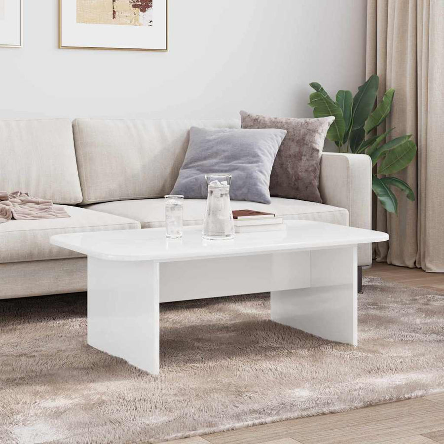 Salontafel Hoogglans wit 93 x 53 x 33 cm Bewerkt hout