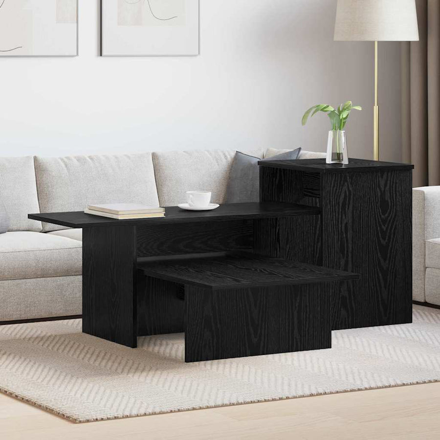 Wandtafel Zwart Eiken 80 x 50 x 225 cm Bewerkt hout