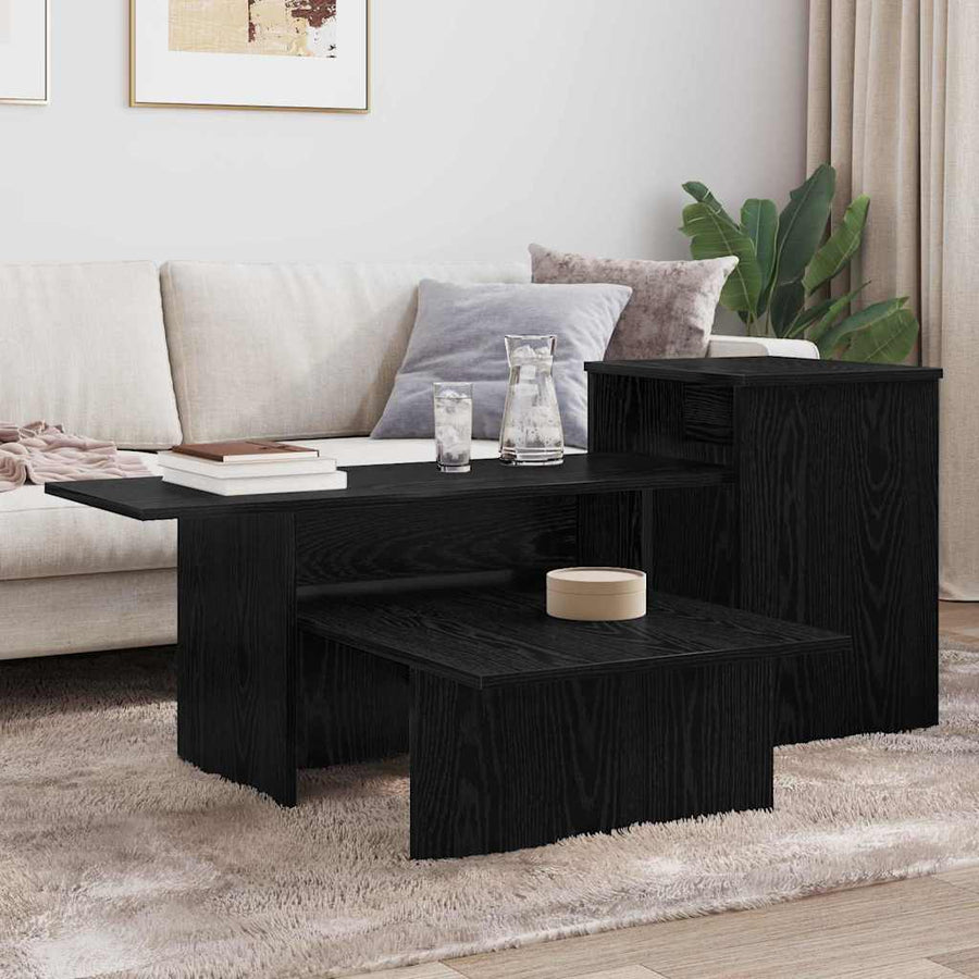 Wandtafel Zwart Eiken 80 x 50 x 225 cm Bewerkt hout