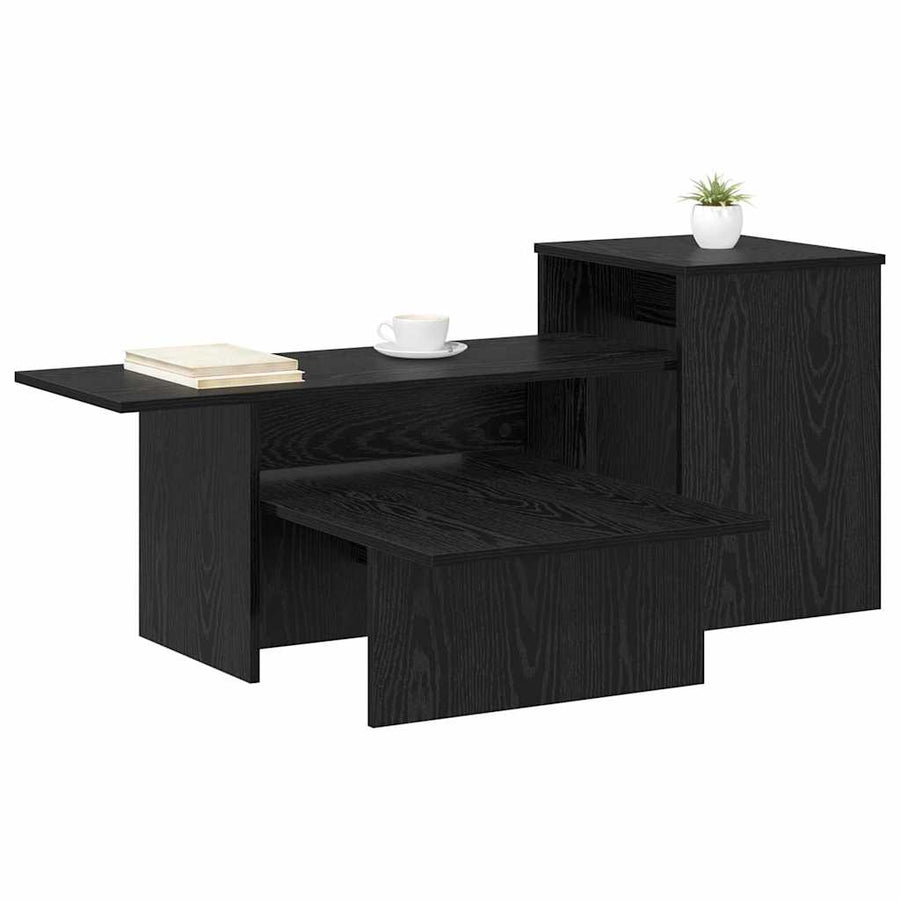 Wandtafel Zwart Eiken 80 x 50 x 225 cm Bewerkt hout
