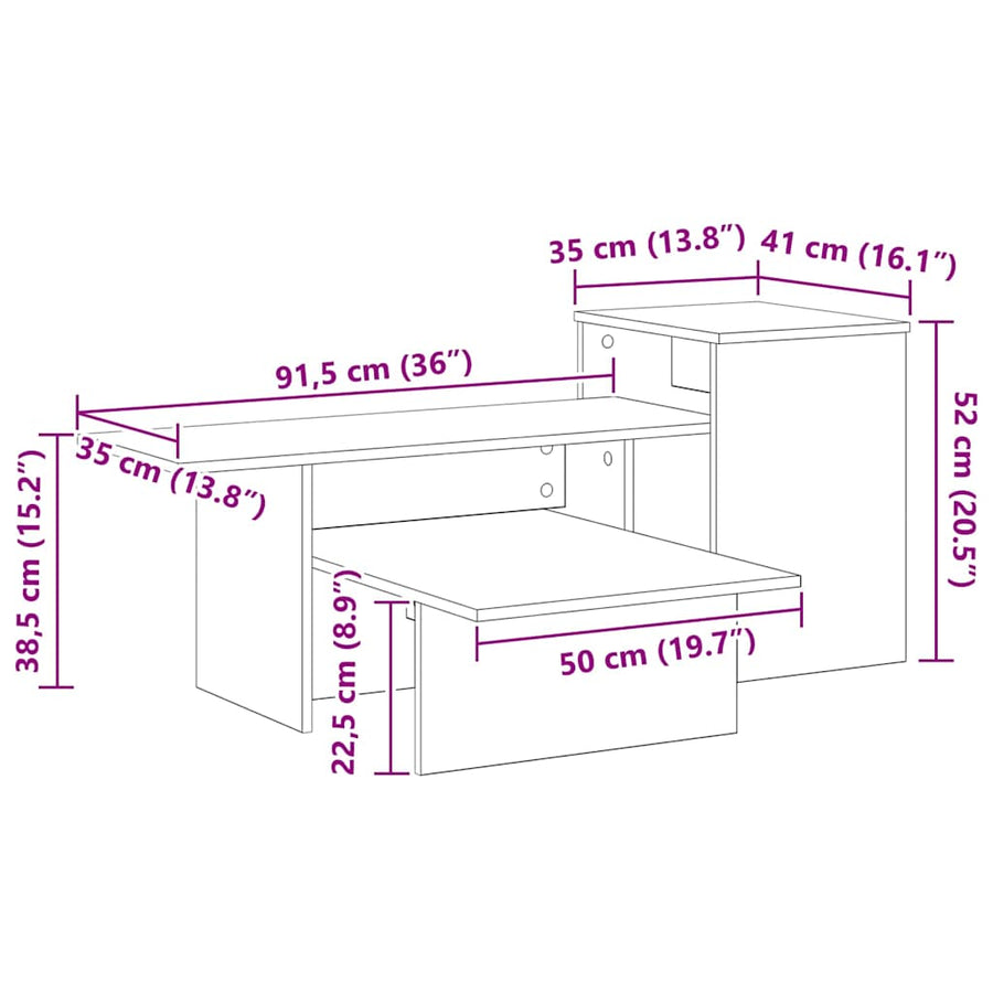 Wandtafel Zwart Eiken 80 x 50 x 225 cm Bewerkt hout