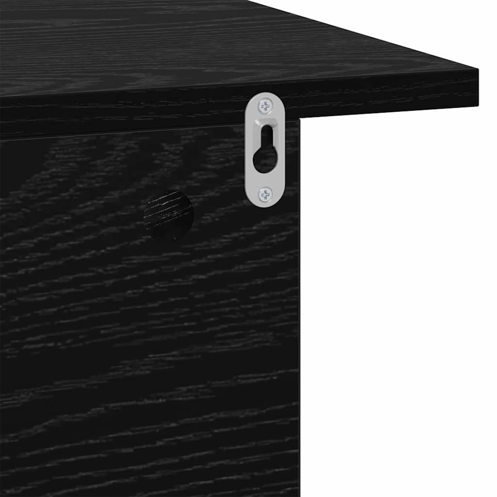 Nachtkastje 2 pcs Zwart Eiken 40 x 30 x 25 cm Bewerkt hout