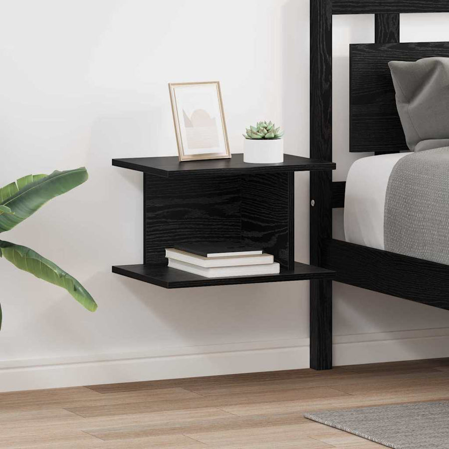 Nachtkastje 2 pcs Zwart Eiken 40 x 30 x 25 cm Bewerkt hout