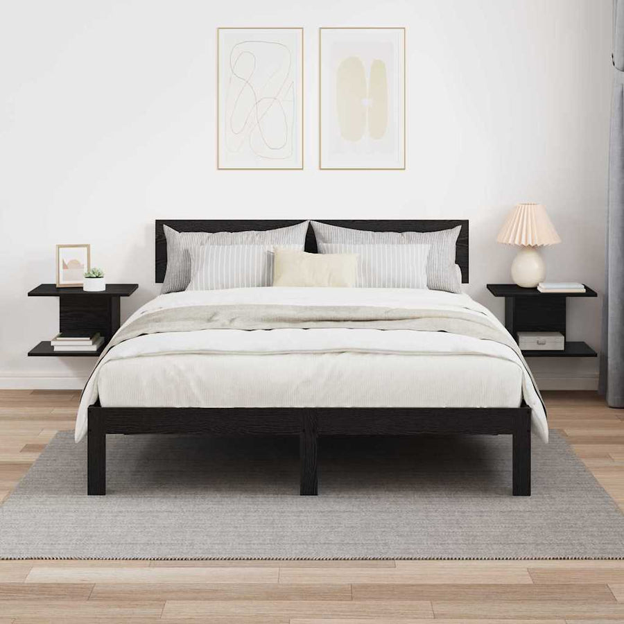Nachtkastje 2 pcs Zwart Eiken 40 x 30 x 25 cm Bewerkt hout
