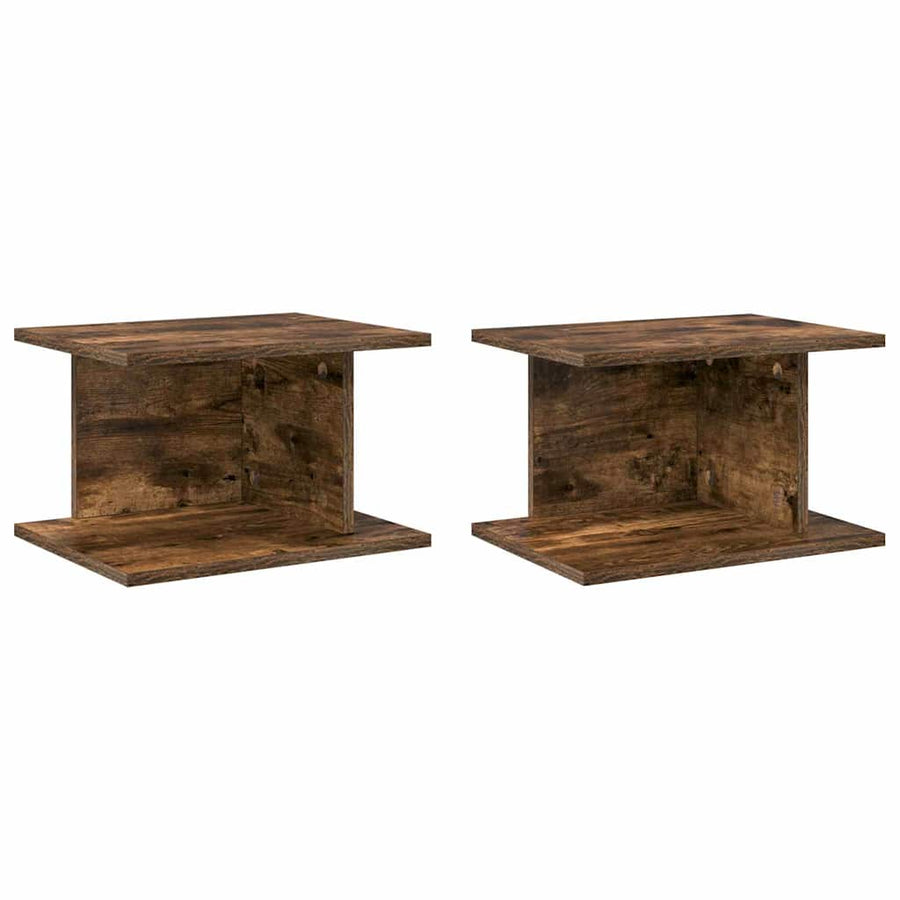 Nachtkastje 2 pcs Gerookt eiken 40 x 30 x 25 cm Bewerkt hout