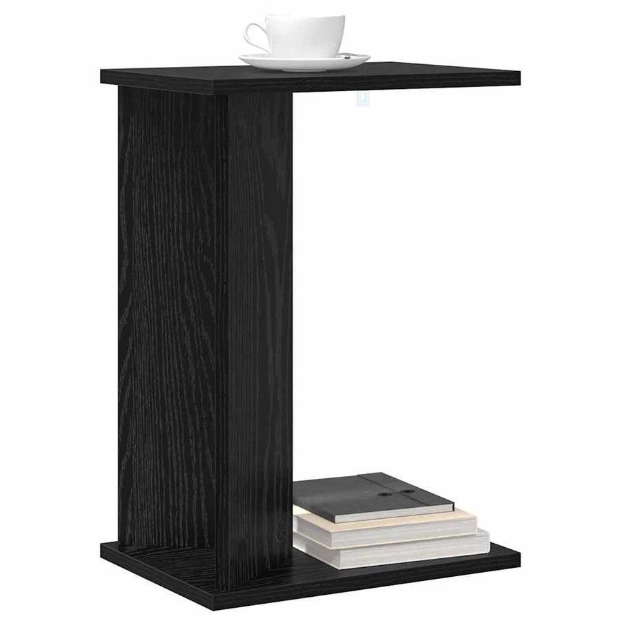 Bijzettafel Zwart Eiken 35 x 25 x 50 cm Bewerkt hout