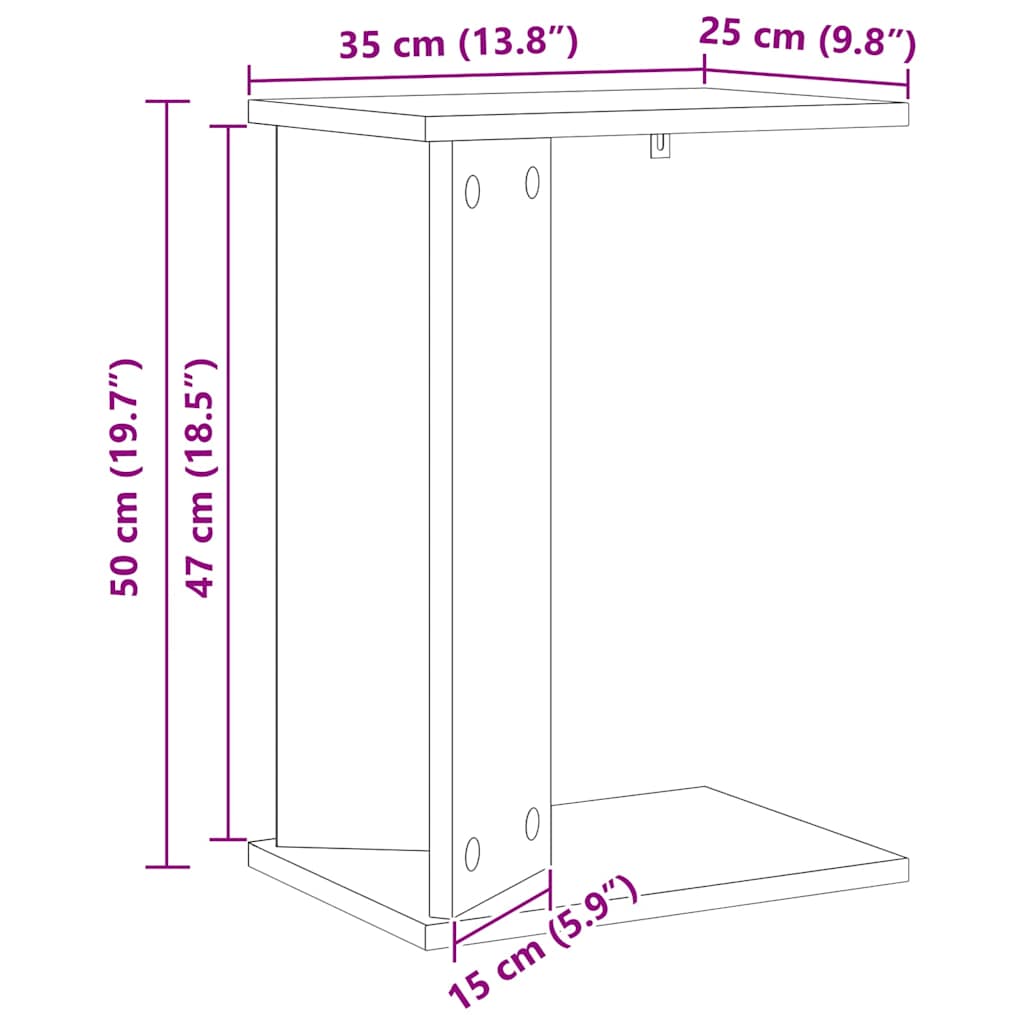 Bijzettafel Oudhout 35 x 25 x 50 cm Bewerkt hout