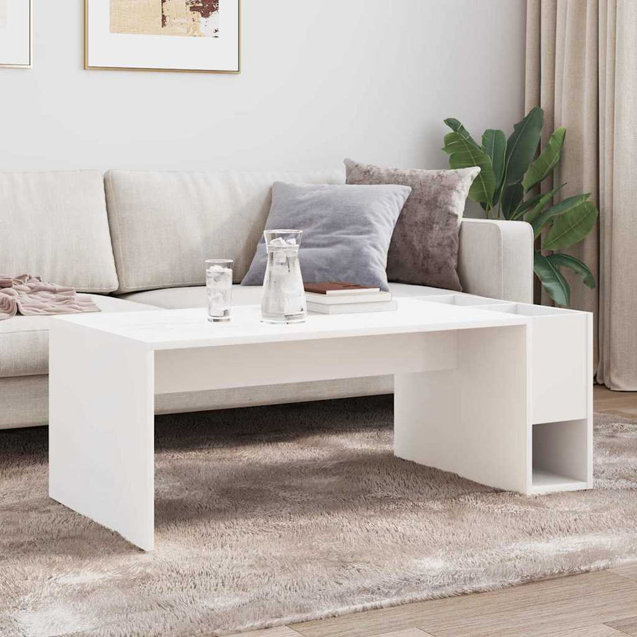 Salontafel Wit 101,5 x 50 x 37 cm Bewerkt hout