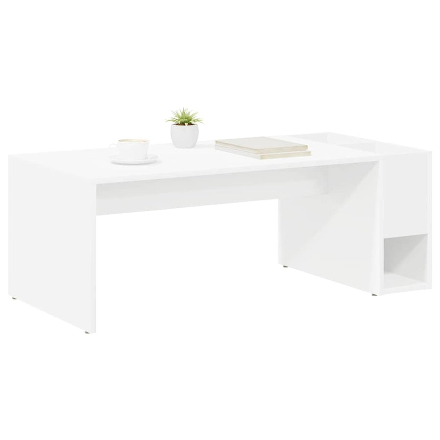Salontafel Wit 101,5 x 50 x 37 cm Bewerkt hout