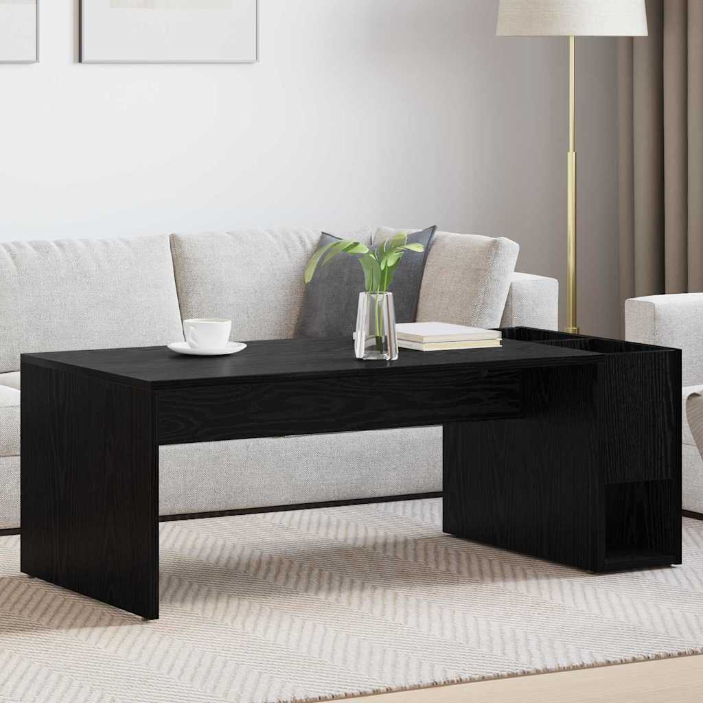 Salontafel Zwart Eiken 101,5 x 50 x 37 cm Bewerkt hout