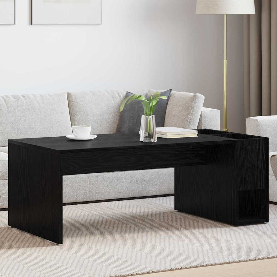 Salontafel Zwart Eiken 101,5 x 50 x 37 cm Bewerkt hout