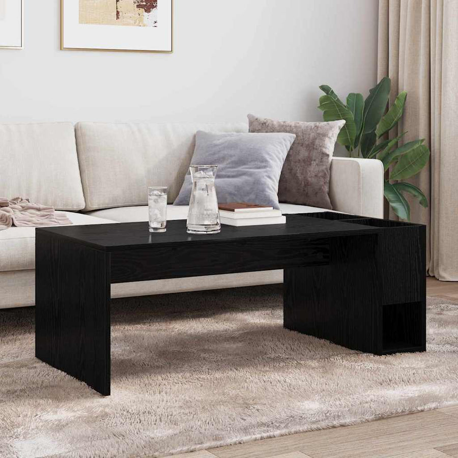 Salontafel Zwart Eiken 101,5 x 50 x 37 cm Bewerkt hout