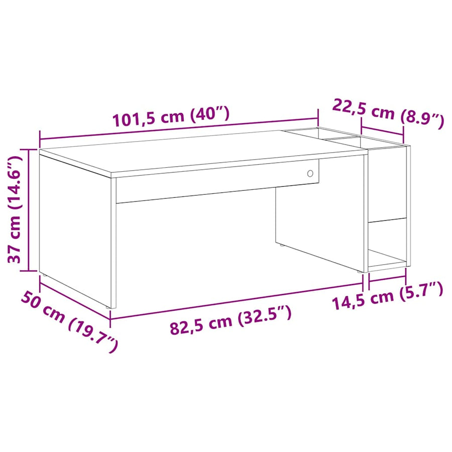 Salontafel Artisan Eiken 101,5 x 50 x 37 cm Bewerkt hout