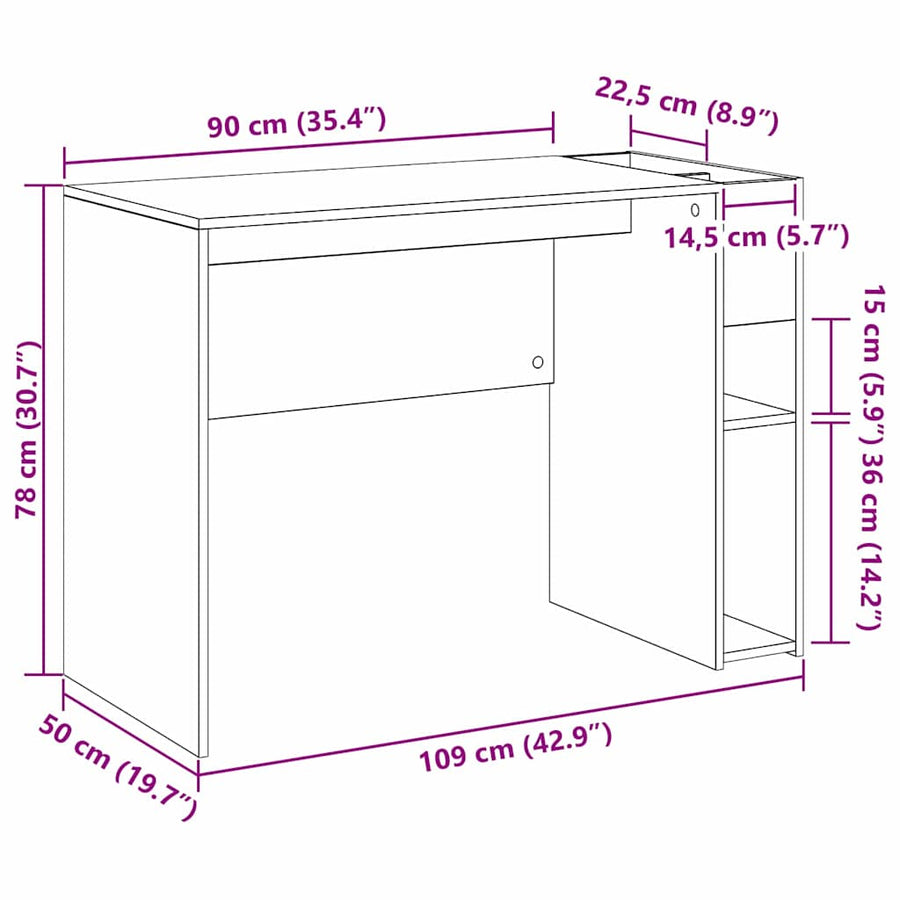 Bureau Gerookt eiken 109 x 50 x 78 cm Bewerkt hout
