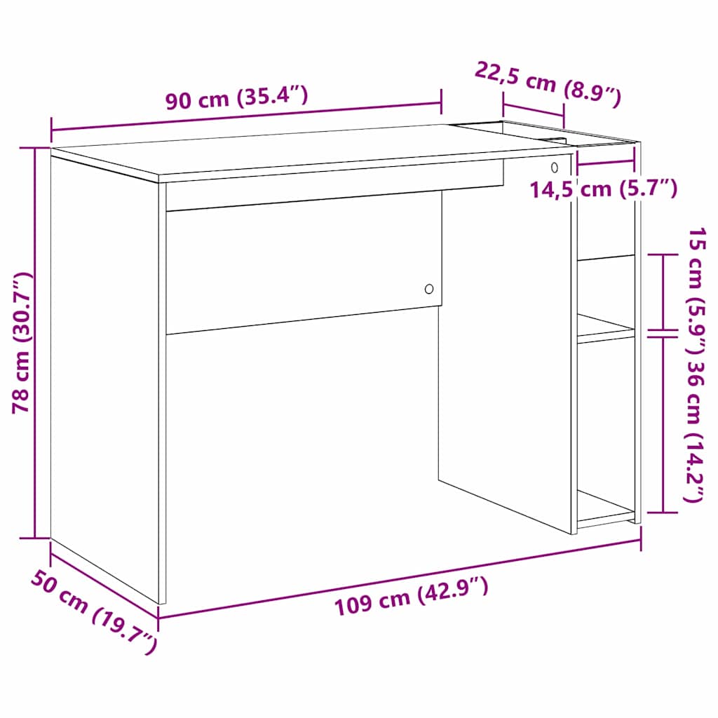 Bureau Artisan Eiken 109 x 50 x 78 cm Bewerkt hout