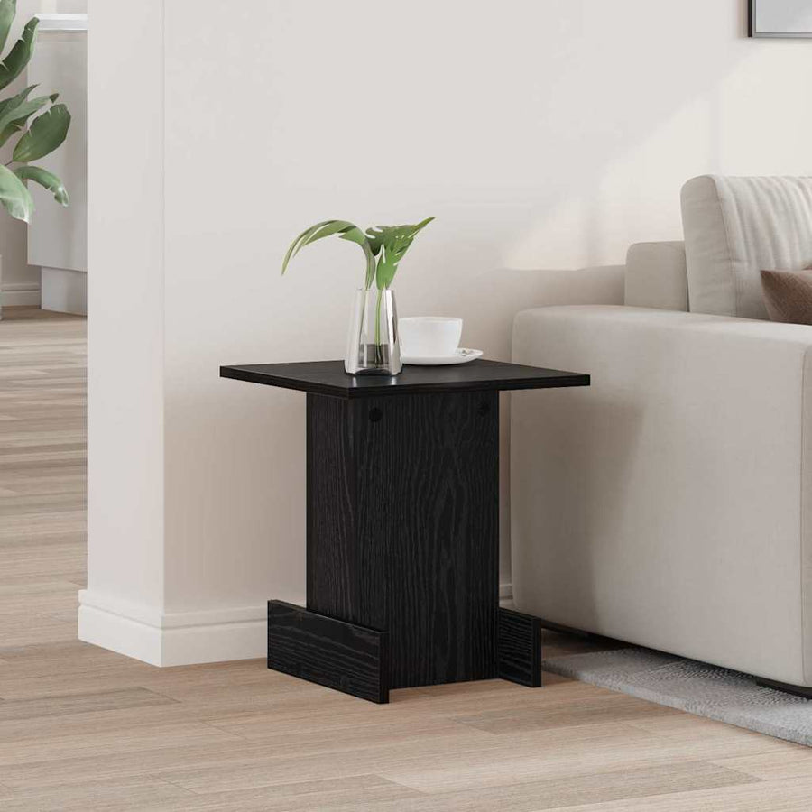 Bijzettafel Zwart Eiken 35,5 x 35 x 40 cm Bewerkt hout