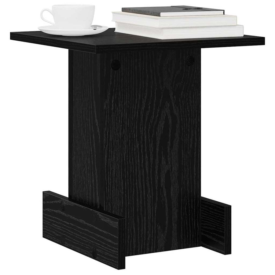 Bijzettafel Zwart Eiken 35,5 x 35 x 40 cm Bewerkt hout