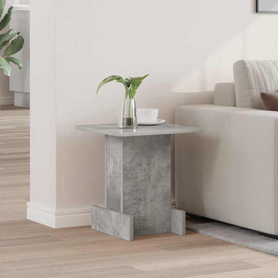 Bijzettafel Beton Grijs 35,5 x 35 x 40 cm Bewerkt hout